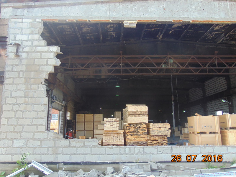 Выполнены работы по обследованию участка обрушения стены здания склада готовой продукции в г. Колпино